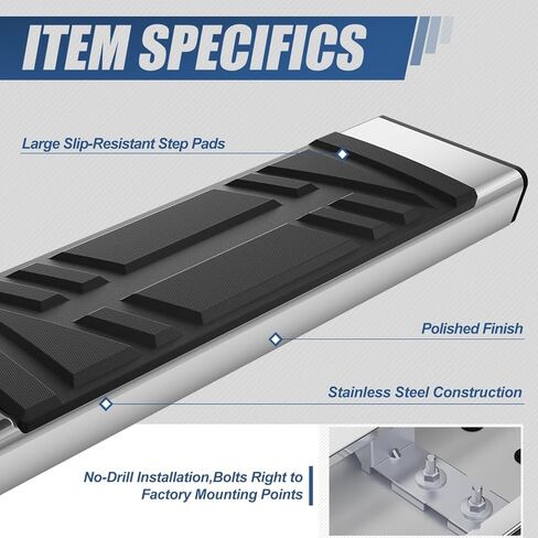 ألواح تشغيل سلالة السيارات متوافقة مع 2014-2019 Chevy Silverado GMC Sierra 1500 LD 2500HD 3500HD CAB Extended CAB ، Step Step Step Step Rail Nerf Bars ، 6.5 "Step Bars ، Flughed in Saudi Arabia
