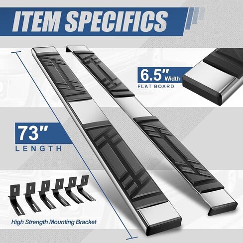 ألواح تشغيل سلالة السيارات متوافقة مع 2014-2019 Chevy Silverado GMC Sierra 1500 LD 2500HD 3500HD CAB Extended CAB ، Step Step Step Step Rail Nerf Bars ، 6.5 "Step Bars ، Flughed in Saudi Arabia