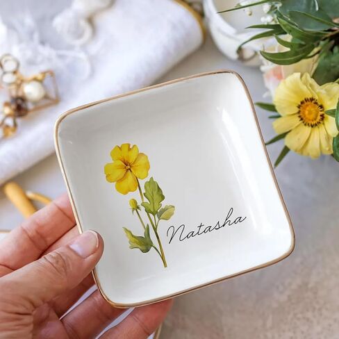 GABITA It Takes A Long Time to Grow Old Friends Personalized Jewelry Dish With Birth Month Flower and Name Jewelry Organizer Bestie Gift for Women in Kuwait