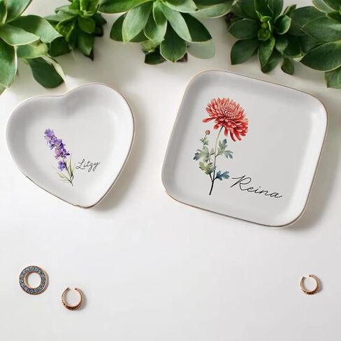 GABITA It Takes A Long Time to Grow Old Friends Personalized Jewelry Dish With Birth Month Flower and Name Jewelry Organizer Bestie Gift for Women in Kuwait