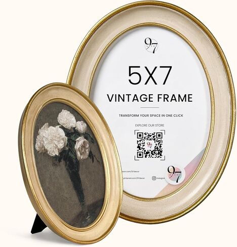 97 Decor Elegant Vintage Picture Frames 5x7 - Vintage Oval Picture Frame 5x7, Fancy 5 X 7 Antique Frames With Glass Front For Photo Display Tabletop And Wall Mounting in Saudi Arabia