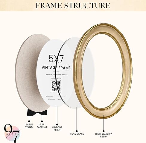 97 Decor Elegant Vintage Picture Frames 5x7 - Vintage Oval Picture Frame 5x7, Fancy 5 X 7 Antique Frames With Glass Front For Photo Display Tabletop And Wall Mounting in Saudi Arabia