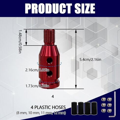 محول مقبض هوبو للعتاد ، محول مقابض SHIFTER ، M12 × 1.25 محول سبيكة الألومنيوم مع خرطوم البلاستيك ، موصل عصا التكرار الحذاء في مقابض SHIFTE in Saudi Arabia