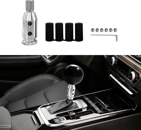 HAOBO Gear Shift Knob Adapter, Shifter Knobs Adapter, M12×1.25 Aluminum Alloy Shifter Adapter with Plastic Hose, Shifter Knob Boot Retainer Gear Stick Connector for Non-Threaded Shifters (Black) in Saudi Arabia