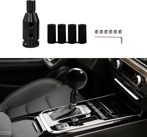HAOBO Gear Shift Knob Adapter, Shifter Knobs Adapter, M12×1.25 Aluminum Alloy Shifter Adapter with Plastic Hose, Shifter Knob Boot Retainer Gear Stick Connector for Non-Threaded Shifters (Black) in Saudi Arabia