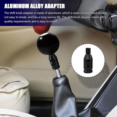 HAOBO Gear Shift Knob Adapter, Shifter Knobs Adapter, M12×1.25 Aluminum Alloy Shifter Adapter with Plastic Hose, Shifter Knob Boot Retainer Gear Stick Connector for Non-Threaded Shifters (Black) in Saudi Arabia