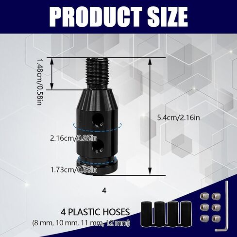 HAOBO Gear Shift Knob Adapter, Shifter Knobs Adapter, M12×1.25 Aluminum Alloy Shifter Adapter with Plastic Hose, Shifter Knob Boot Retainer Gear Stick Connector for Non-Threaded Shifters (Black) in Saudi Arabia