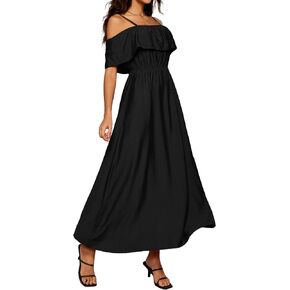 Women's Casual Off The Shoulder Dress Empire Waist Maxi Dresses 2025 Lightweight for Vocation in Saudi Arabia