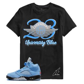 قميص لمطابقة جوردان ريترو 5 جامعة بلو ، 23 جناح UNC Graphic Tee ، UNC Toe (XXXL ، Black) in Kuwait