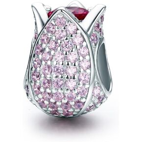 Eternalll Orchid Charms 100% 925 Sterling Silver Pink Enamel Flower Dragonfly Love Heart Bead Charms European Bead fit Pandora Bracelets Beads Crystal Jewelry (Red rose Charms) in Saudi Arabia