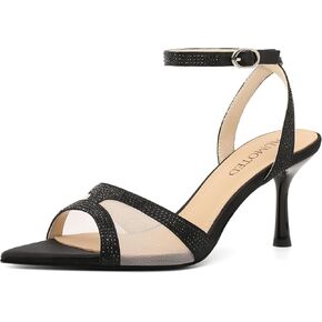 AUMOTED Mesh Heels for Women Open Toe Stiletto Heels Backless Strap Dress Shoes 2.7 Inch Sexy Kitten Sandals in Saudi Arabia