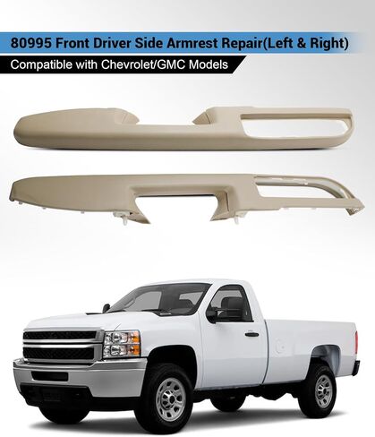 80994 Front Driver Side Armrest Repair (Left) Compatible with GMC Sierra Yukon 2010-2014 for Chevrolet Chevy Silverado Suburban Tahoe Avalanche with Door Release Handle Above Armrest, Black, 27in in Kuwait