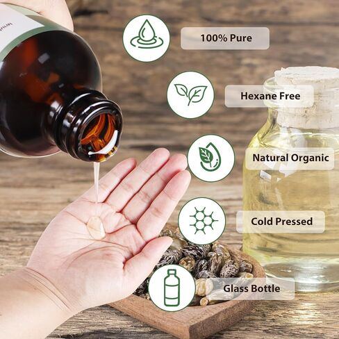 زجاجة الزجاج الزجاجية العضوية الزجاجية العضوية والباردة المعتمدة بنسبة 100 ٪ طبيعية نقية غير مكررة من الهكسان خالية لنمو الشعر ، الحواجب وترطيب البشرة بواسطة MMPang (8.45 أوقية/250 مل) in Saudi Arabia