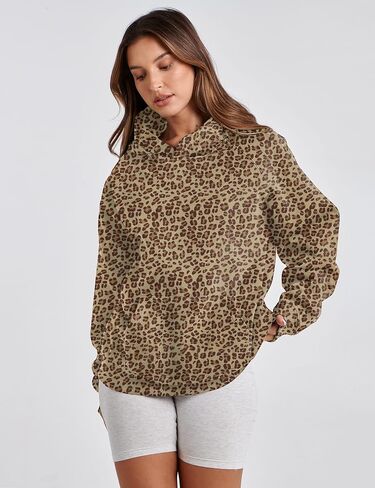 نساء كامو هوديي ورقة القيقب طباعة كبيرة الحجم الصوف مقنعين قميص قميص عصري هوديي pullover مع جيب in Kuwait