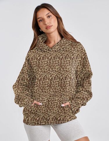 نساء كامو هوديي ورقة القيقب طباعة كبيرة الحجم الصوف مقنعين قميص قميص عصري هوديي pullover مع جيب in Kuwait