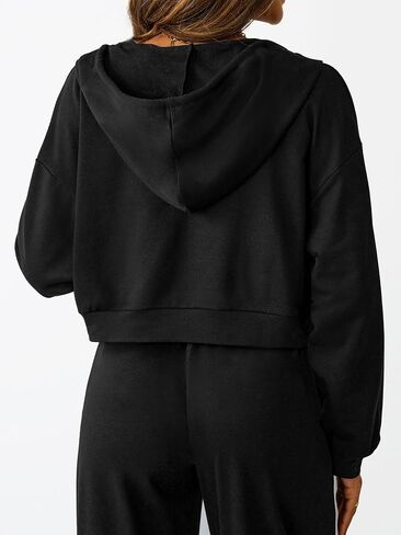 SOFIA'S CHOICE Cropped Zip Up Hoodie Women Long Sleeve Crop Sweatshirts Jackets in Kuwait