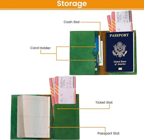 LEATHER VILLAGE Leather Passport Holder Cover – Travel Wallet with Card Slots, Vintage Passport Case for Men & Women – Cute Organizer for Travel Accessories & Documents - Distressed Brown in Kuwait