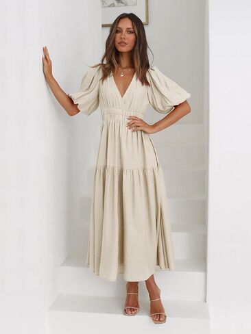 2025 Summer Deep V الرقبة فساتين غير رسمية للنساء in Saudi Arabia