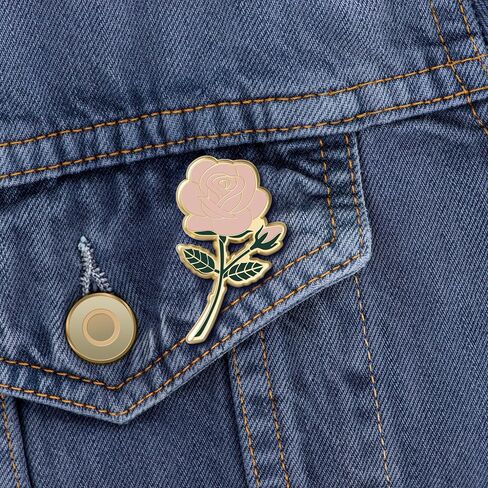 Rose Enamel Pins June Birth Month Flower Elegant Lapel & Brooch, Perfect for Bulk Gifts, Floral Lovers, Wedding Suits Birthday Gift and Flower Accessory for Floral Lovers - Great Gift Idea Rose Pin Brooch in Saudi Arabia