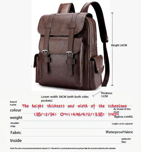Business Men and Women PU Leather Backpack 15.6inch Laptop Waterproof Backpack Travel Commuter Lightweight schoolbag (Brown backpack8,Medium) in Saudi Arabia