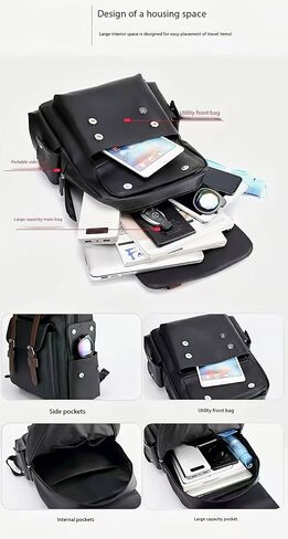 Business Men and Women PU Leather Backpack 15.6inch Laptop Waterproof Backpack Travel Commuter Lightweight schoolbag (Brown backpack8,Medium) in Saudi Arabia