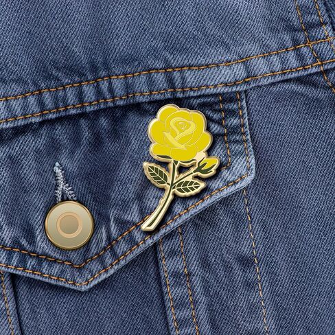 Rose Enamel Pins June Birth Month Flower Elegant Lapel & Brooch, Perfect for Bulk Gifts, Floral Lovers, Wedding Suits Birthday Gift and Flower Accessory for Floral Lovers - Great Gift Idea Rose Pin Brooch in Saudi Arabia