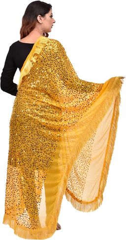 themilestocks TMS Woman's Embroidered Chiffon Dupatta Scarf Shawl Wrap Soft Indian Bridal Wedding (Pink, One Size (86 Inches X 30 Inches || 220 cm X 76 cm)) in Kuwait