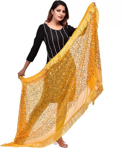 themilestocks TMS Woman's Embroidered Chiffon Dupatta Scarf Shawl Wrap Soft Indian Bridal Wedding (Pink, One Size (86 Inches X 30 Inches || 220 cm X 76 cm)) in Kuwait