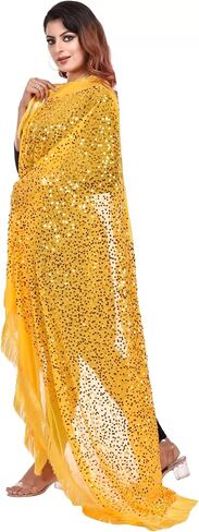 themilestocks TMS Woman's Embroidered Chiffon Dupatta Scarf Shawl Wrap Soft Indian Bridal Wedding (Pink, One Size (86 Inches X 30 Inches || 220 cm X 76 cm)) in Kuwait