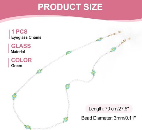 uxcell Flower Eyeglass Chains for Women, Crystal Eyeglass Holder Chains Adjustable Sunglasses Lanyards Holder for Glass in Kuwait