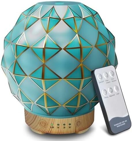 100ml Ceramic Oil Diffuser, Ultrasonic Aromatherapy Diffuser with 7 Colour LED Lights, with Remote Control, Cool Mist Humidifier, Timed Mist, Auto Off in Saudi Arabia