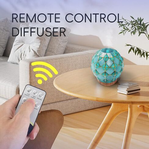 100ml Ceramic Oil Diffuser, Ultrasonic Aromatherapy Diffuser with 7 Colour LED Lights, with Remote Control, Cool Mist Humidifier, Timed Mist, Auto Off in Saudi Arabia
