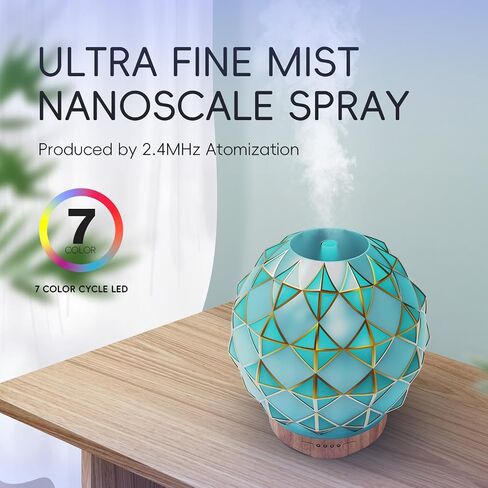 100ml Ceramic Oil Diffuser, Ultrasonic Aromatherapy Diffuser with 7 Colour LED Lights, with Remote Control, Cool Mist Humidifier, Timed Mist, Auto Off in Saudi Arabia