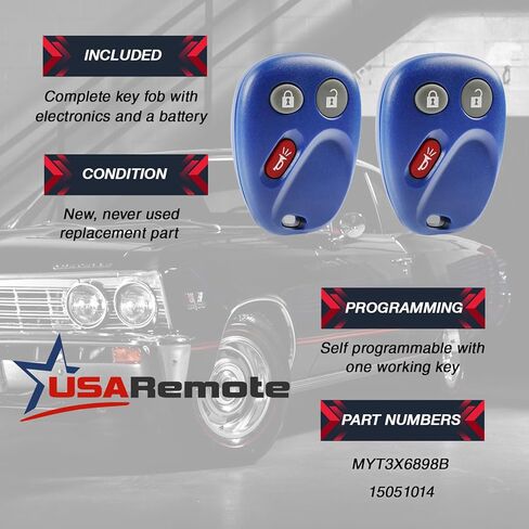 key fob under under underies fits buick rainier/chevy trailblazer/gmc invoy/isuzu ascender/oldsmobile bravada (15008008 15008009 Blue) ، مجموعة من 2 in Saudi Arabia