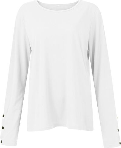 Women Waffle Knit Henley Shirts Long Sleeve Round Neck Casual Slim Fit Thermal Button Up Tunics Tops in Saudi Arabia