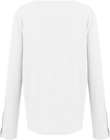 Women Waffle Knit Henley Shirts Long Sleeve Round Neck Casual Slim Fit Thermal Button Up Tunics Tops in Saudi Arabia