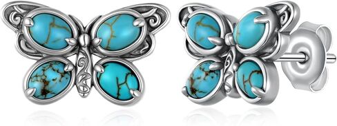 Turquoise Butterfly Earrings 925 Sterling Silver Genuine Natural Turquoise Earring Vintage Oxidized Exquisite Jewelry for Women in Kuwait