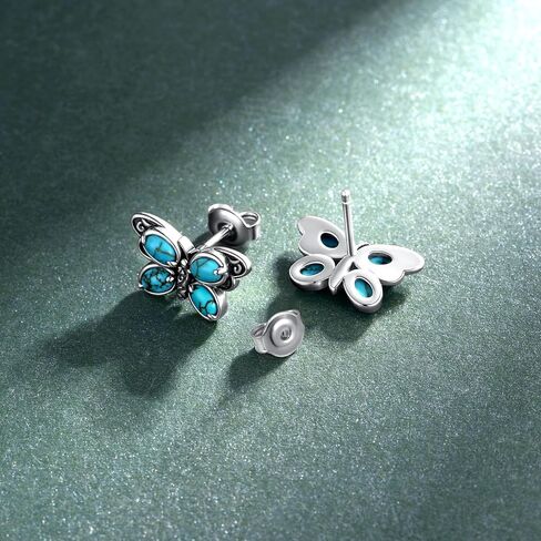 Turquoise Butterfly Earrings 925 Sterling Silver Genuine Natural Turquoise Earring Vintage Oxidized Exquisite Jewelry for Women in Kuwait