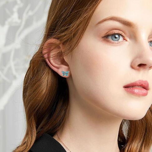 Turquoise Butterfly Earrings 925 Sterling Silver Genuine Natural Turquoise Earring Vintage Oxidized Exquisite Jewelry for Women in Kuwait