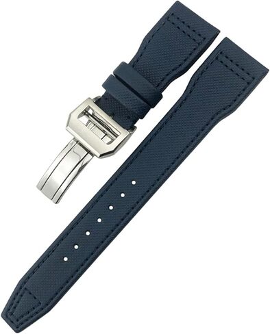 for IWC Le Petit Prince Big Pilot TOP Gun IW3777 Black Sport Fiber Canvas Watch Strap 20mm 21mm 22mm Nylon Leather Watchband (Color : Blue Square Buckle, Size : 22mm) in Kuwait