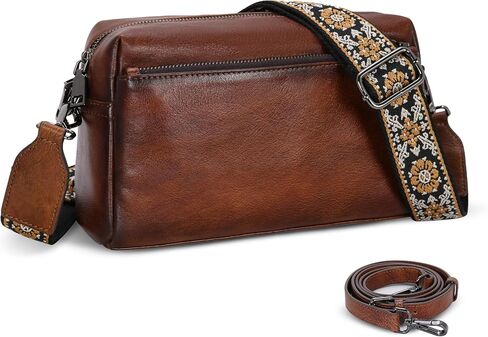 Heshe Leather Crossbody محافظ للنساء حقيبة الكتف عتيقة مع مقصورات متعددة محفظة Hobo الصغيرة لكل يوم in Kuwait