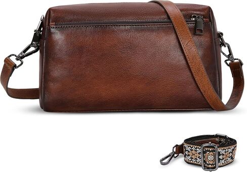 Heshe Leather Crossbody محافظ للنساء حقيبة الكتف عتيقة مع مقصورات متعددة محفظة Hobo الصغيرة لكل يوم in Kuwait