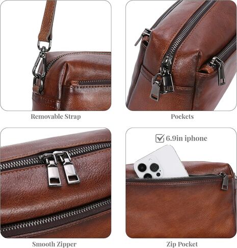 Heshe Leather Crossbody محافظ للنساء حقيبة الكتف عتيقة مع مقصورات متعددة محفظة Hobo الصغيرة لكل يوم in Kuwait