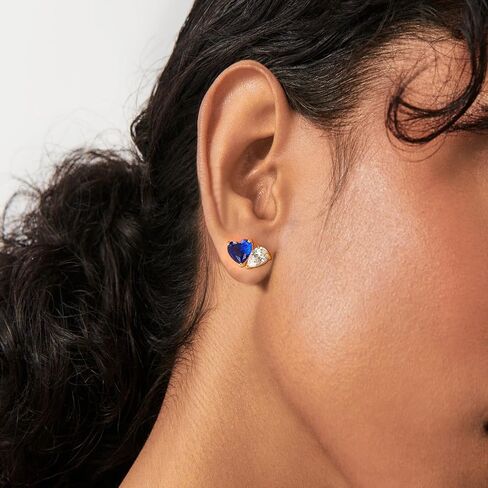 WEARON Turquoise Heart Earrings, Heart Stud Earrings for Women, Gold Turquoise Jewelry Hypoallergenic Love Studs 14K Gold Plated Diamond Boho Western Jewelry Gifts for Woman in Saudi Arabia