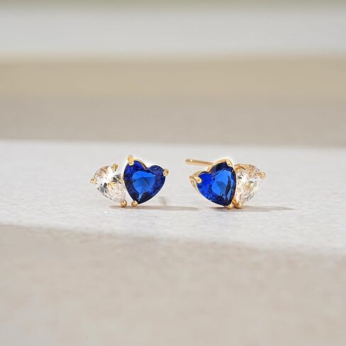WEARON Turquoise Heart Earrings, Heart Stud Earrings for Women, Gold Turquoise Jewelry Hypoallergenic Love Studs 14K Gold Plated Diamond Boho Western Jewelry Gifts for Woman in Saudi Arabia