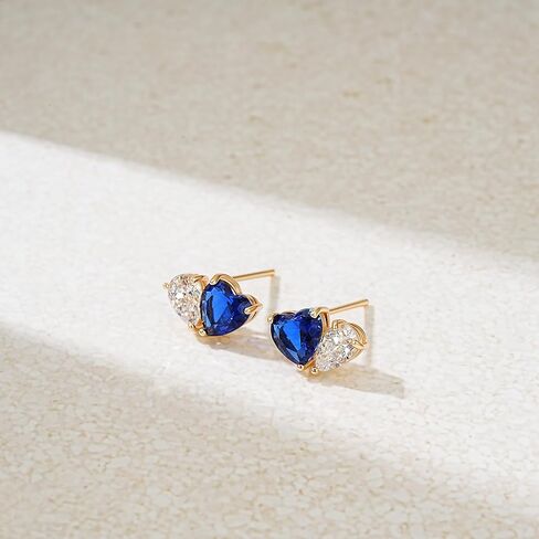 WEARON Turquoise Heart Earrings, Heart Stud Earrings for Women, Gold Turquoise Jewelry Hypoallergenic Love Studs 14K Gold Plated Diamond Boho Western Jewelry Gifts for Woman in Saudi Arabia