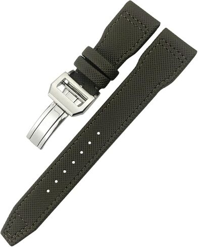 for IWC Le Petit Prince Big Pilot TOP Gun IW3777 Black Sport Fiber Canvas Watch Strap 20mm 21mm 22mm Nylon Leather Watchband (Color : Blue Square Buckle, Size : 22mm) in Kuwait