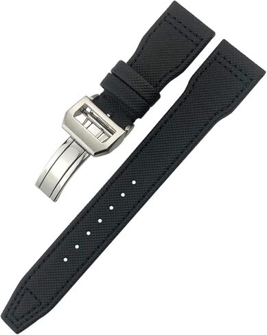 for IWC Le Petit Prince Big Pilot TOP Gun IW3777 Black Sport Fiber Canvas Watch Strap 20mm 21mm 22mm Nylon Leather Watchband (Color : Blue Square Buckle, Size : 22mm) in Kuwait