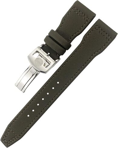 for IWC Le Petit Prince Big Pilot TOP Gun IW3777 Black Sport Fiber Canvas Watch Strap 20mm 21mm 22mm Nylon Leather Watchband (Color : Blue Square Buckle, Size : 22mm) in Kuwait