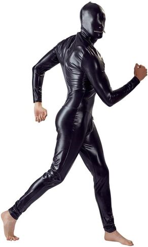 Men's Shiny Patent Leather Catsuit Full Body Men Design Sexy Latex Tight Zipper Jumpsuit Rubber Clothing with Crotch Zipper in Saudi Arabia